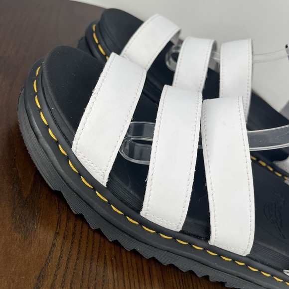 Dr Martens Blaire Sandals Womens 9 White Leather Comfort Strappy Platform Chunky - Picture 11 of 16